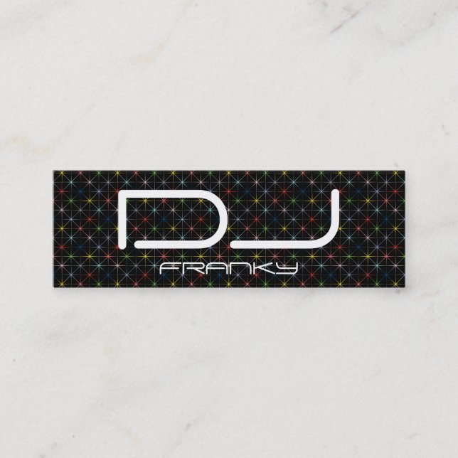 DJ sparkling pastel stars Mini Business Card (Front)