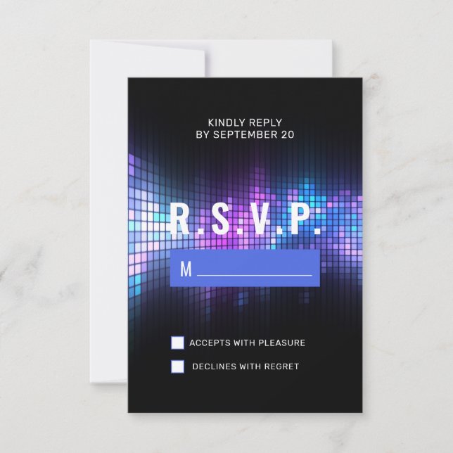DJ Techno Dance Party Bar Mitzvah RSVP Card (Front)