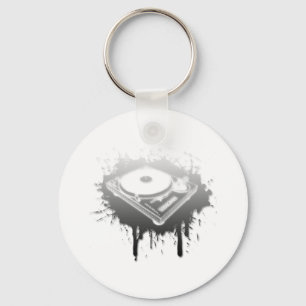 DJ Turntable Graffiti - Music Vinyl Disc Jockey Key Ring