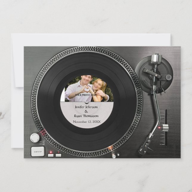 DJ turntable photo wedding Invitation (Front)