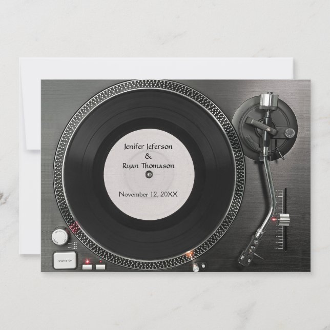 DJ turntable wedding Invitation (Front)