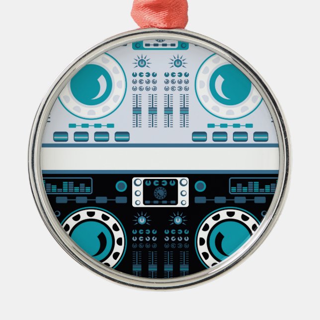 DJ Turntables Vector Metal Tree Decoration (Front)