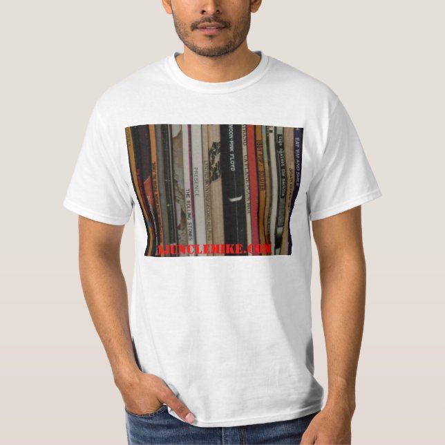 DJ Uncle Mike "record collection" T-Shirt (Front)