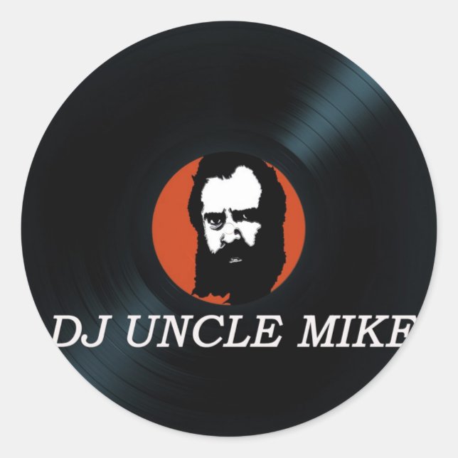 DJ UNCLE MIKE VINYL RECORD round stickers (Front)