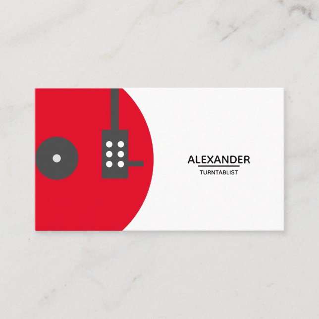 DJ Vinyl Record Modern Red Business Card (Front)