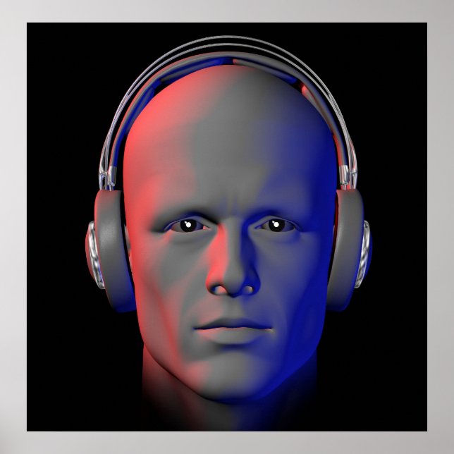 DJ with headphones illustration poster (Front)