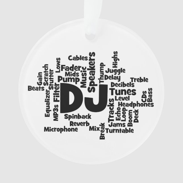 DJ Word Cloud Ornament (Front)