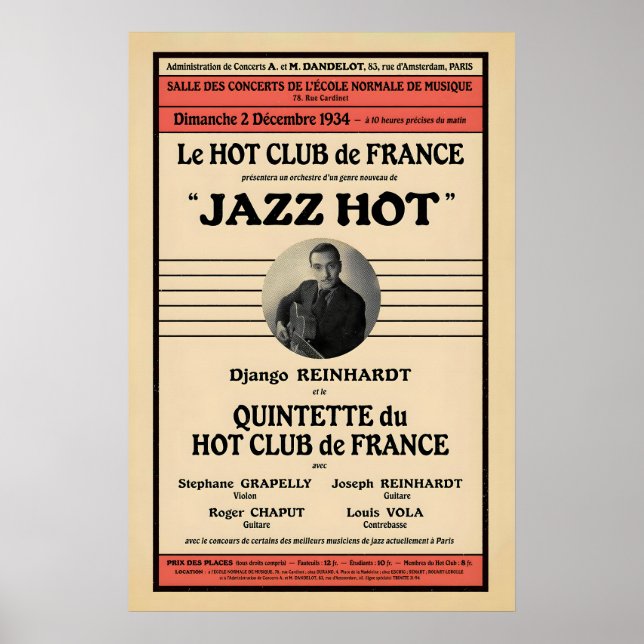 Django Reinhardt - Stephane Grappelli jazz poster (Front)