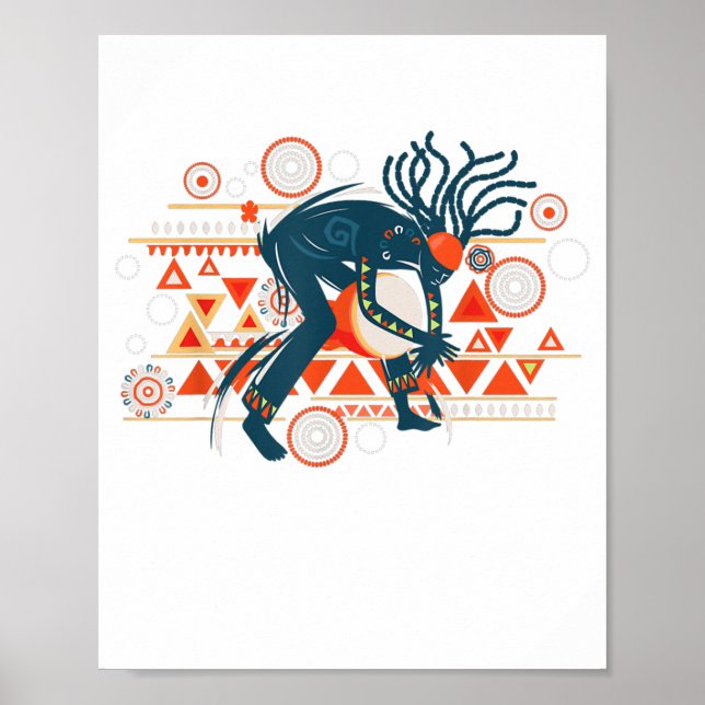 djembe drum playing music african art drummer gift poster (Front)