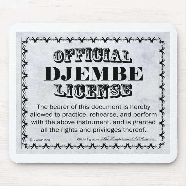 Djembe License Mouse Pad (Front)