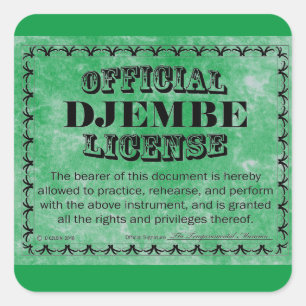Djembe License Square Sticker