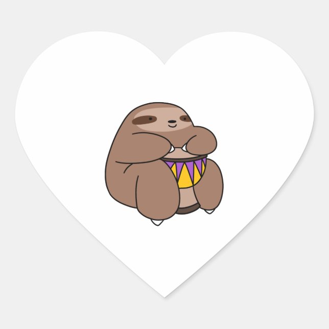 Djembe Sloth  Heart Sticker (Front)