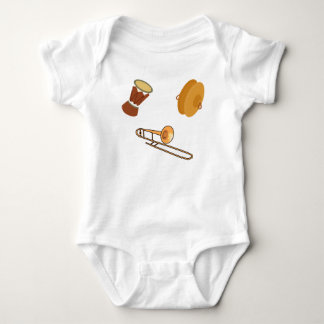 Djembe, trumpet, cymbal baby bodysuit