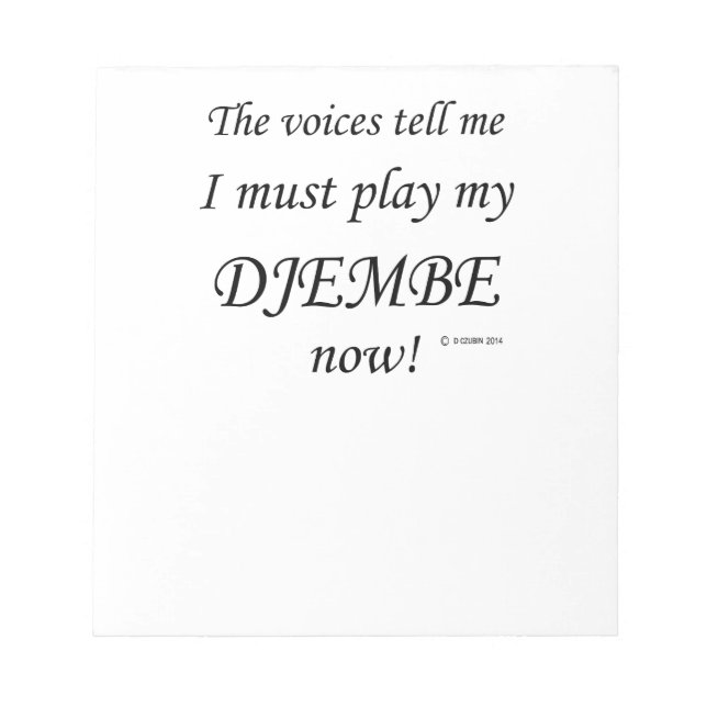 Djembe Voices Say Must Play Notepad (Front)