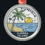 Djerba Tunisia Vintage Emblem Metal Tree Decoration<br><div class="desc">Djerba vector art design. Djerba,  an island off the coast of Tunisia,  is known for Mediterranean beaches.</div>