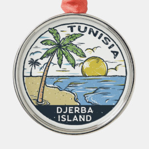 Djerba Tunisia Vintage Emblem Metal Tree Decoration