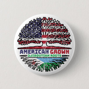 Djibouti Djiboutian American USA Tree Roots Flag 6 Cm Round Badge