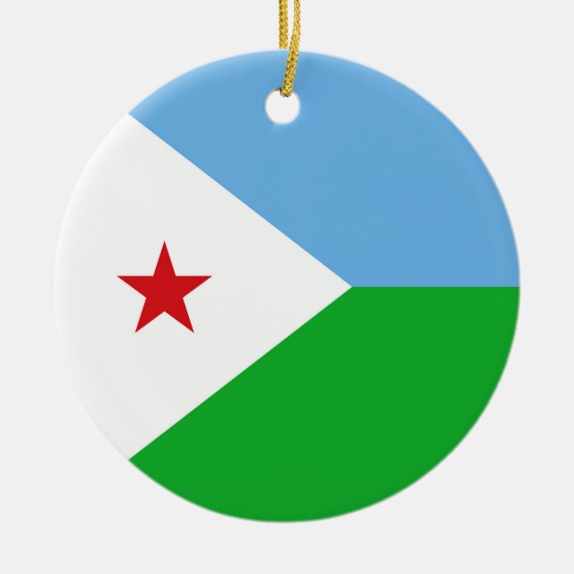 Djibouti flag ceramic tree decoration (Front)