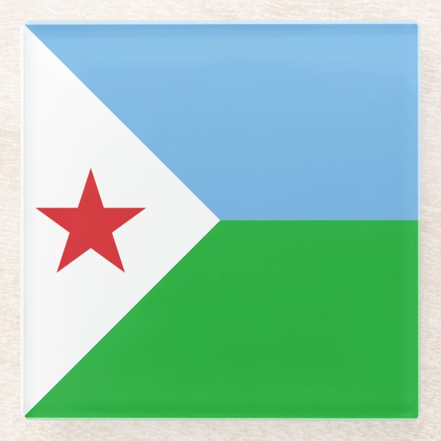 Djibouti Flag Glass Coaster (Front)