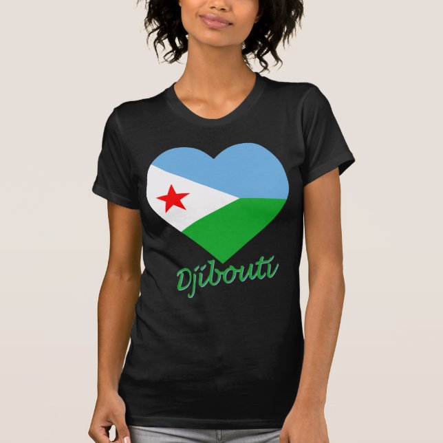 Djibouti Flag Heart T-Shirt (Front)