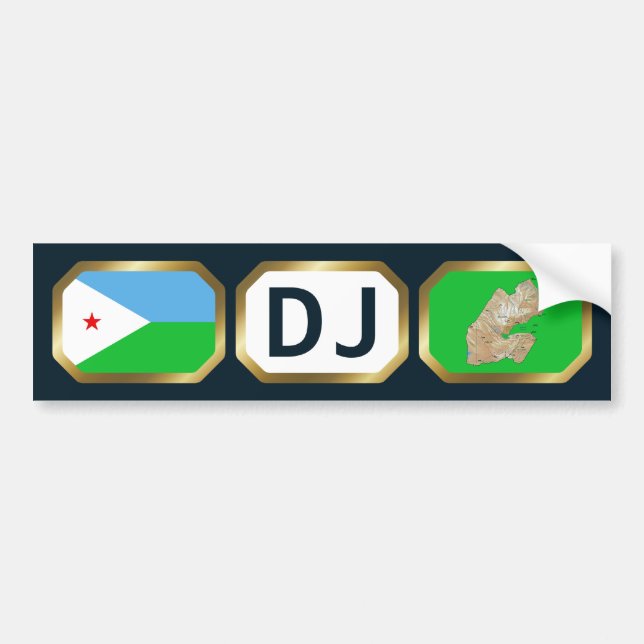 Djibouti Flag Map Code Bumper Sticker (Front)