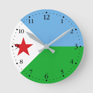 Djibouti Flag Round Clock