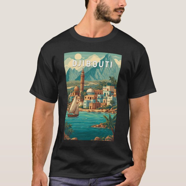 Djibouti Illustration Travel Art Vintage T-Shirt (Front)
