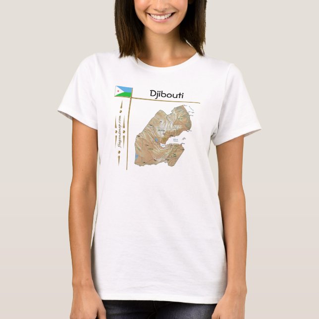 Djibouti Map + Flag + Title T-Shirt (Front)