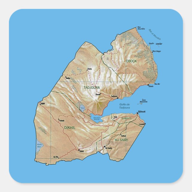 Djibouti Map Sticker (Front)
