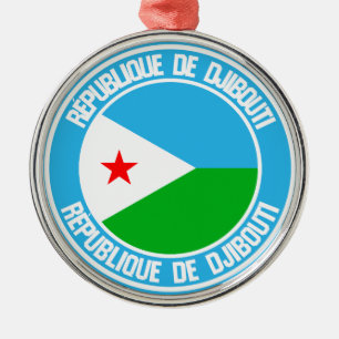Djibouti Round Emblem Metal Tree Decoration