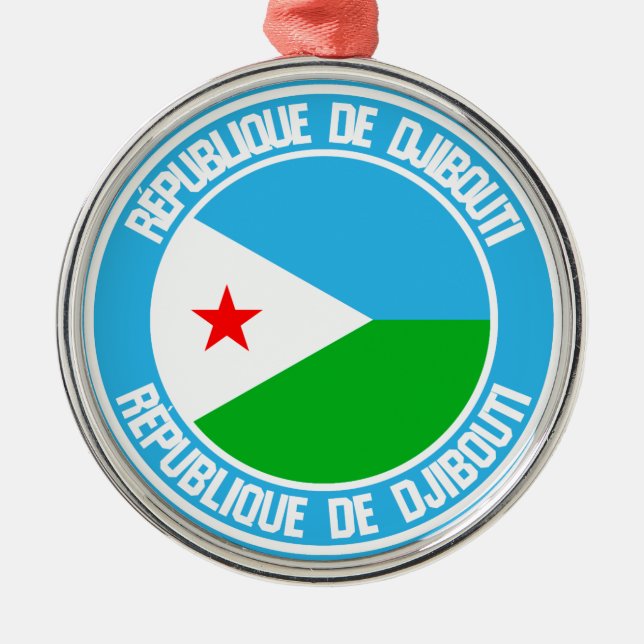 Djibouti Round Emblem Metal Tree Decoration (Front)