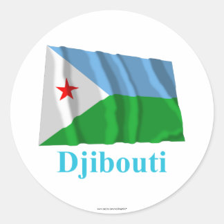 Djibouti Waving Flag with Name Classic Round Sticker