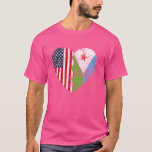 Djiboutian American Flags Heart United States Dji T-Shirt