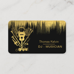 DJs Music Instruments Event Organiser Gold  Business Card