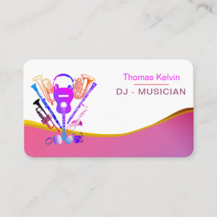 DJs Music Instruments Event Organiser Rainbow Business Card