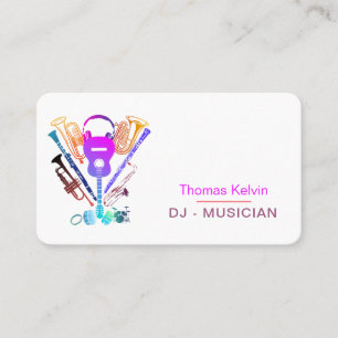 DJs Music Instruments Event Organiser Rainbow Business Card
