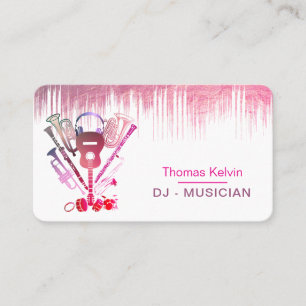 DJs Music Instruments Event Organizer Pink Business Card