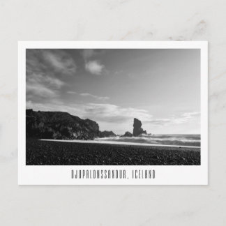 Djupalonssandur black beach in Iceland postcard