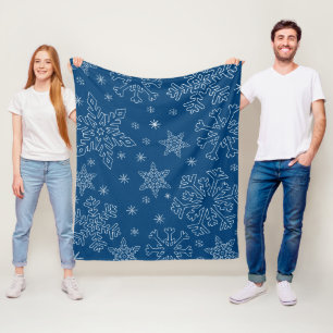 Dk Blue Christmas BG Snowflake Boarder Clipart Thr Fleece Blanket