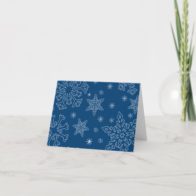 Dk Blue Christmas BG Snowflake Boarder Clipart Thr Thank You Card (Front)