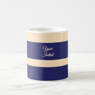 Dk Blue + Cream Broad Band Stripes Coffee Mug