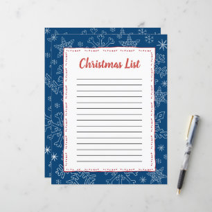 Dk Blue Snowflake Christmas BG Santa Wish List