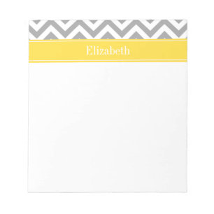 Dk Gray White LG Chevron Pineapple Name Monogram Notepad