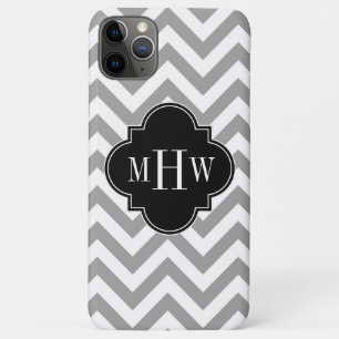 Dk Grey Lg Chevron Black Quatrefoil 3 Monogram Case-Mate iPhone Case