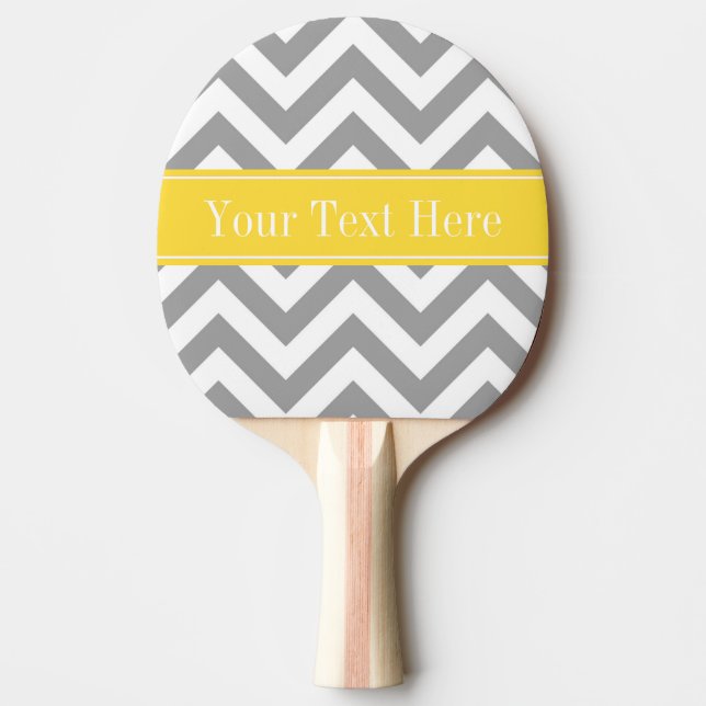 Dk Grey White LG Chevron Pineapple Name Monogram Ping Pong Paddle (Front)