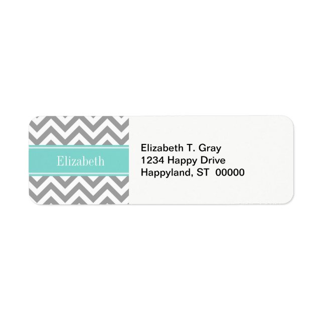 Dk Grey White LG Chevron Turquoise Name Monogram (Front)