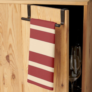 Dk Red + Cream Broad Stripes Repeat  Tea Towel