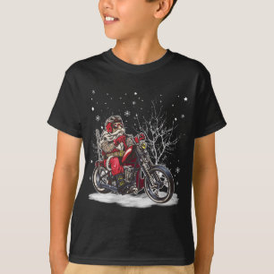 dM3b Santa Driving Motorbike Christmas Merry Xmas T-Shirt