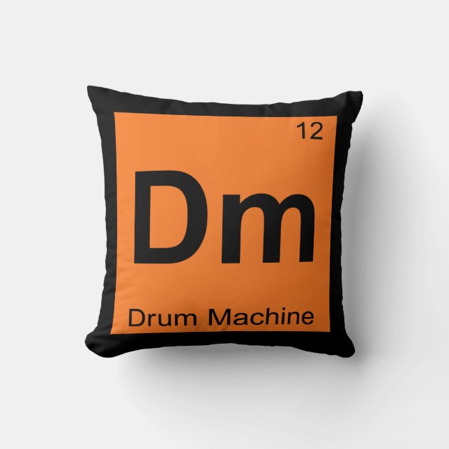 Dm - Drum Machine Chemistry Periodic Table Symbol Cushion (Front)