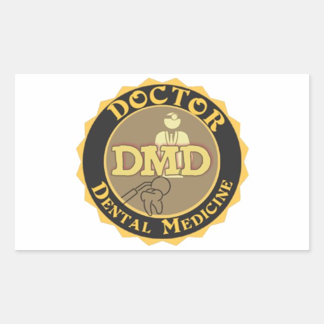 DMD DOCTOR OF DENTAL MEDICINE LOGO RECTANGULAR STICKER (Front)